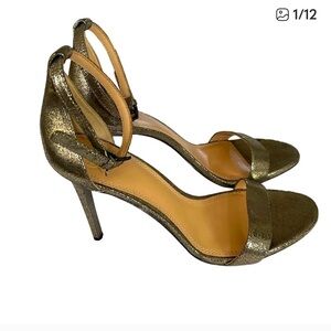 Tory Burch Keri Metallic Gold Stiletto Strap Heels Size 10